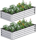 2PCS 4x2x1FT Galvanized Raised Garden Bed Kit, Galvanized Planter Raised Garden Boxes Outdoor, Large Metal Raised Garden Beds for Vegetables-Silver