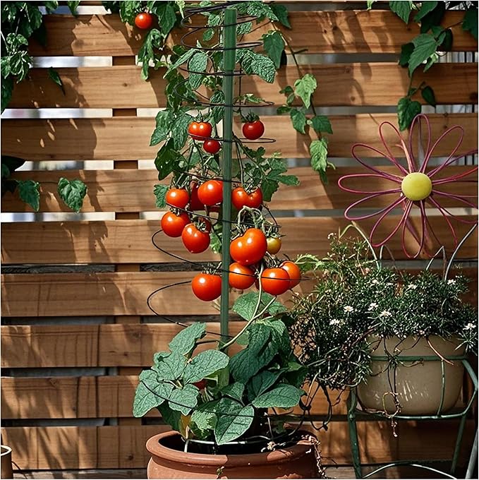 2 Pcs Tomato Cage Garden 53.6" Tall Metal Plant Cage Support Stretchable with Poles Stake Tomato Tower Garden Trellis for Vegetables Bean Climbing Plants Outdoor