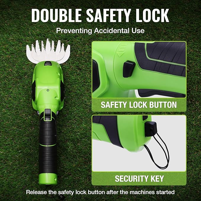 WORKPRO Cordless Grass Shear & Shrubbery Trimmer - 2 in 1 Handheld Hedge Trimmer 7.2V Electric Grass Cutter 2.0Ah Rechargeable Lithium-Ion Battery and USB Cable Included