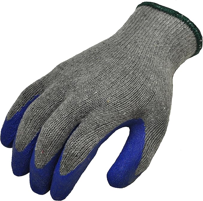 G & F Products G & F Rubber Latex Coated Work Gloves for Construction, Blue, Crinkle Pattern, Men's