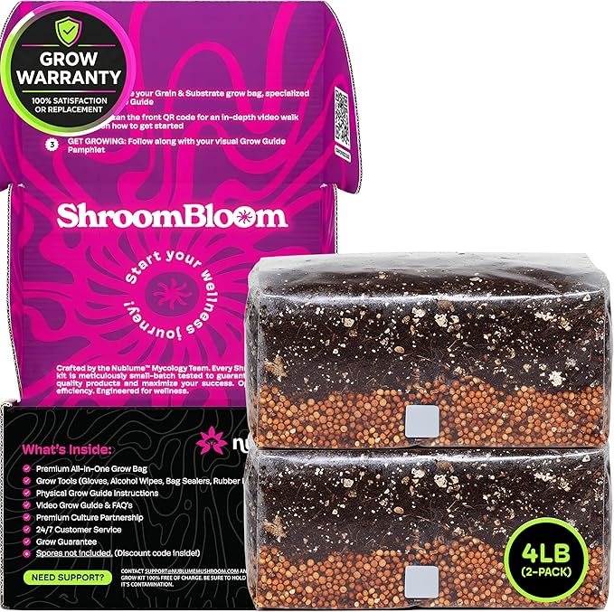Mushroom Grow Kit – 8LB Total (2×4LB Bags) – Fast-Colonizing All-in-One Bundle with Injection Ports – Premium Substrate for Exotic & Gourmet Fungi – Multi-Flush High-Yield – USA Made