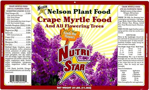 Crape Myrtle & All Flowering Trees Desert Willow Mimosa Orchid Tree Indoor Outdoor Container Grown Granular Fertilizer NutriStar 10-15-9 (25 lb.)