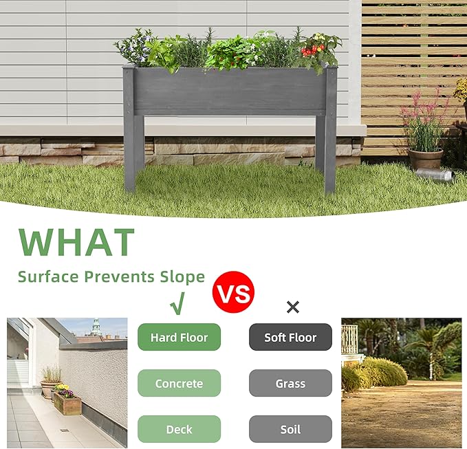 48x24x30 Raised Garden Bed with Legs, Elevated Wooden Planter Box for Outdoor Plants Outdoor