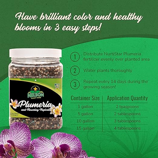 Nelson Plumeria Plant and All Flowering Tropicals Food Ferns Orchids Lilys In Ground Container Patio Grown Granular Fertilizer NutriStar 5-30-5 (2 lb)