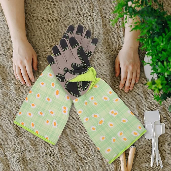 ibasenice Thornproof Gardening Gloves with Long Sleeves Pu Leather Palm Work Gloves for Women and Men for Planting and Pruning