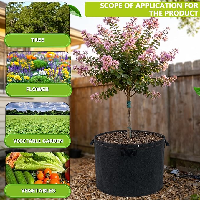 50 Gallon Grow Bags, 1 Pack Thickened Aeration Large Fabric Pots with Handles 29''×21'', Heavy Duty Planting Bags for Potato, Vegetables, Flowers & Trees