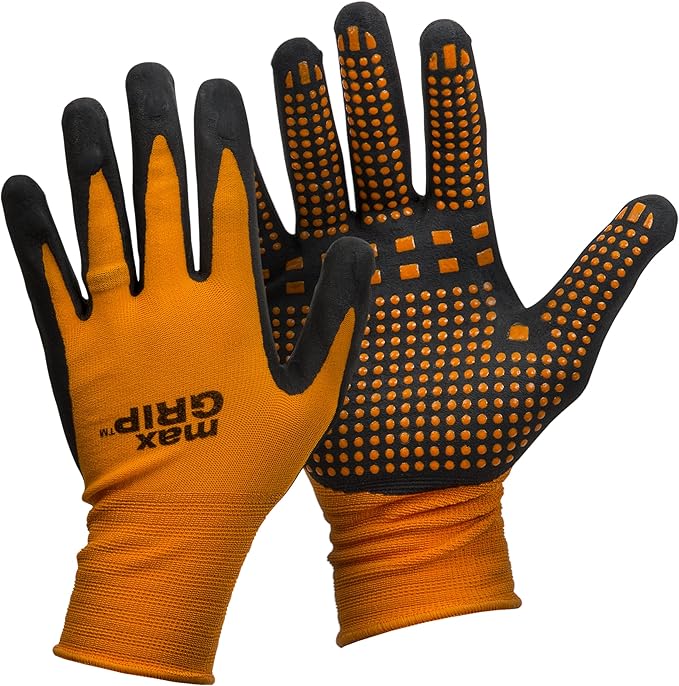 Midwest Gloves & Gear 94-L-L-AZ-12 Mens MAX Grip, Single Pair, Orange