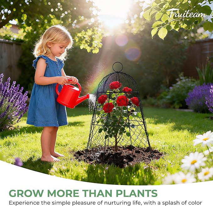 FRUITEAM Metal Plant Covers 6pcs, Heavy Duty Garden Cloche Plant Cage for Outdoor, 13"x15.8"H Rust-Proof Plant Protectors from Animals for Vegetables, Flowers, Seedlings Against Rabbits, Squirrels