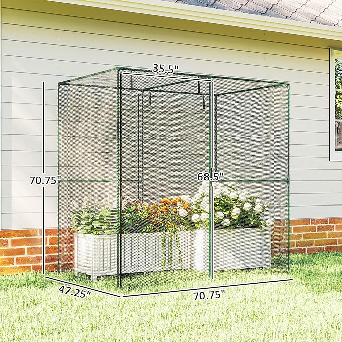 Outsunny 6' x 4' x 6' Crop Cage, Plant Protection Tent with Zippered Doors for Vegetable Garden, Backyard, Black