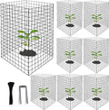 DECOHS 8 Packs Wire Plant Protectors from Animals- 20 x 12 Inch Heighten Square Garden Wire Plant Cages Mesh- Metal Garden Plant Cloche Protection Barricades for Protecting Plants Vegetables Flowers