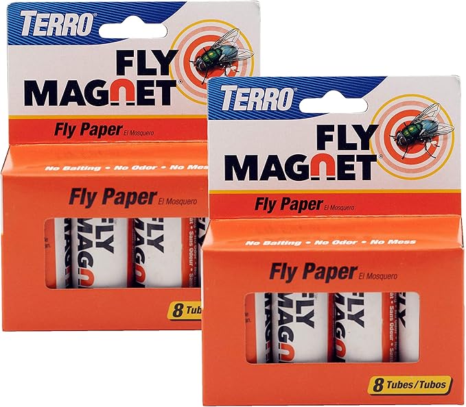 TERRO T518 Fly Magnet, 16 Total, 2 Pack, Sticky Fly Trap Indoor Hanging