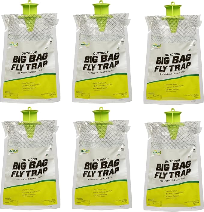 RESCUE! Big Bag Fly Trap – Disposable, Outdoor Use - 6 Traps