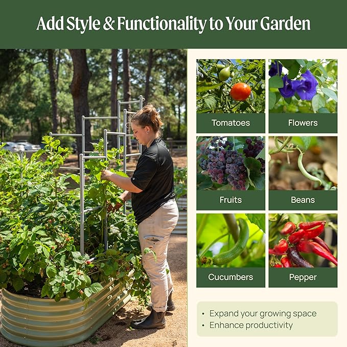 Vego Garden Modular Wall Trellis System, 11.5' Long for 7' x 11.5' Jumbo Size U-Shaped Garden Beds