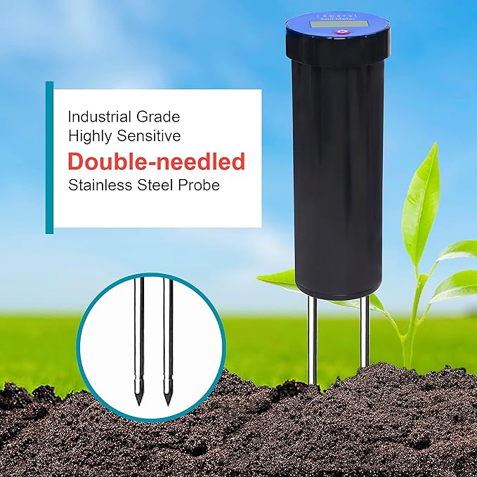 Digital Soil pH Meter, Industrial Grade Soil pH Tester with Calibration-Free LCD Display, High Accuracy Soil pH Pen, Soil pH Monitor for Garden, Lawn, Plant (Black)