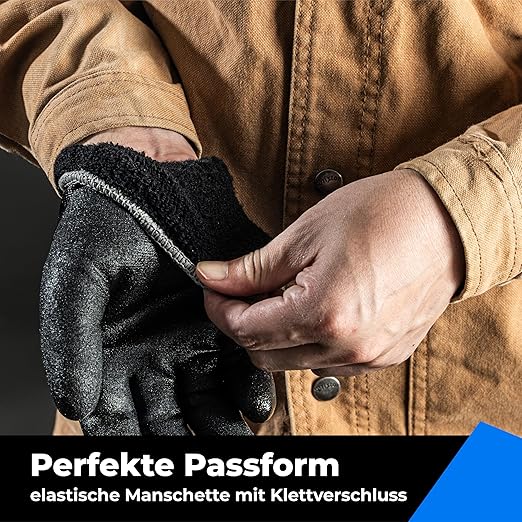 Waterproof Gloves for Men and Women, Freezer Gloves with Grip, Double Nitrile Dipped for Extreme Oil Repellent, for Construction, Mechanics, Mining, Plumbing, Black, Large