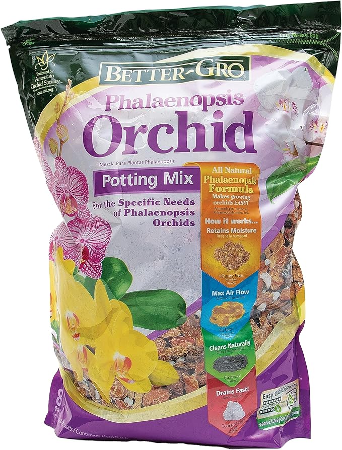 Better-Gro Phalaenopsis Mix - Premium Grade Phalaenopsis Potting Mix for Potting, Repotting, Enhanced Drainage, Air Flow & Root Ventilation, Ideal for Phalaenopsis Orchids - 8 Dry Quarts (Pack of 9)