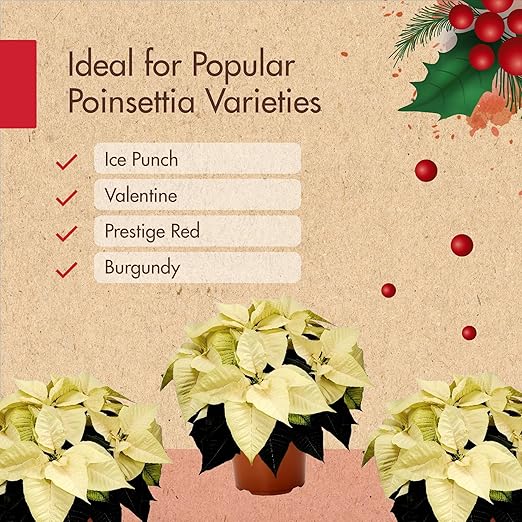 8oz Poinsettia Fertilizer - Easy to Use Poinsettia Plant Food - Keeps Your Christmas Flowers Fresh, Colorful & Vibrant All Holiday Seasion - Ideal Fertilizer for Long-Lasting Christmas Flower Decor