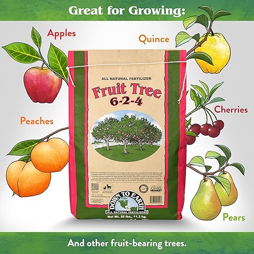 Down To Earth All Natural Fertilizers Organic Fruit Tree - Plant Food for Apples, Pears, Plums and Tropical Fruit Trees 6-2-4, 40 lb
