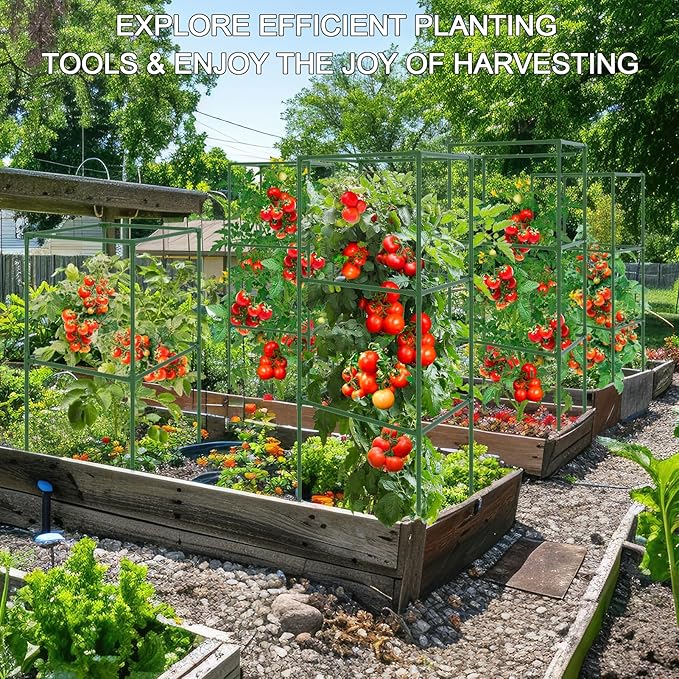 3 Pack Tomato Cages, Square Tomato Plant Stakes Support Cages Trellis, 50 * 17 * 17in Heavy Duty Steel Plant Tower Stakes Cucumber Trellis for Garden Climbing Vegetables Flowers Fruits, Bold