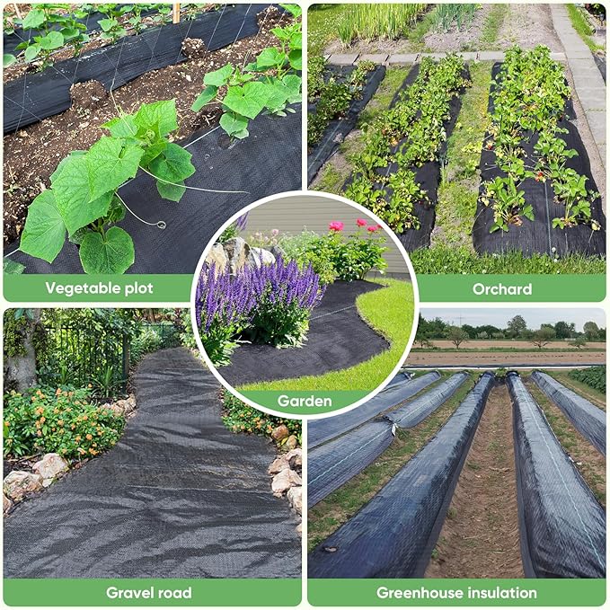 TICONN 3Ft x 50Ft Weed Barrier Fabric Heavy Duty, 3.2Oz Landscape Fabric for Garden, Yard, Driveway, and Vegetable Cultivation (1PK)
