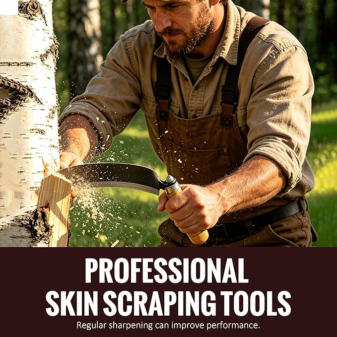 8'' Draw Knife Woodworking Curved Debarking Tool with Ergonomic Handle, 1095 High Carbon Steel Blade, Durable & Sharp, for Tree Pruning, Woodworking, and Bark Stripping