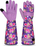 Leather Long Gardening Gloves for Women Thorn Proof Garden Gloves Yard Working Gloves
