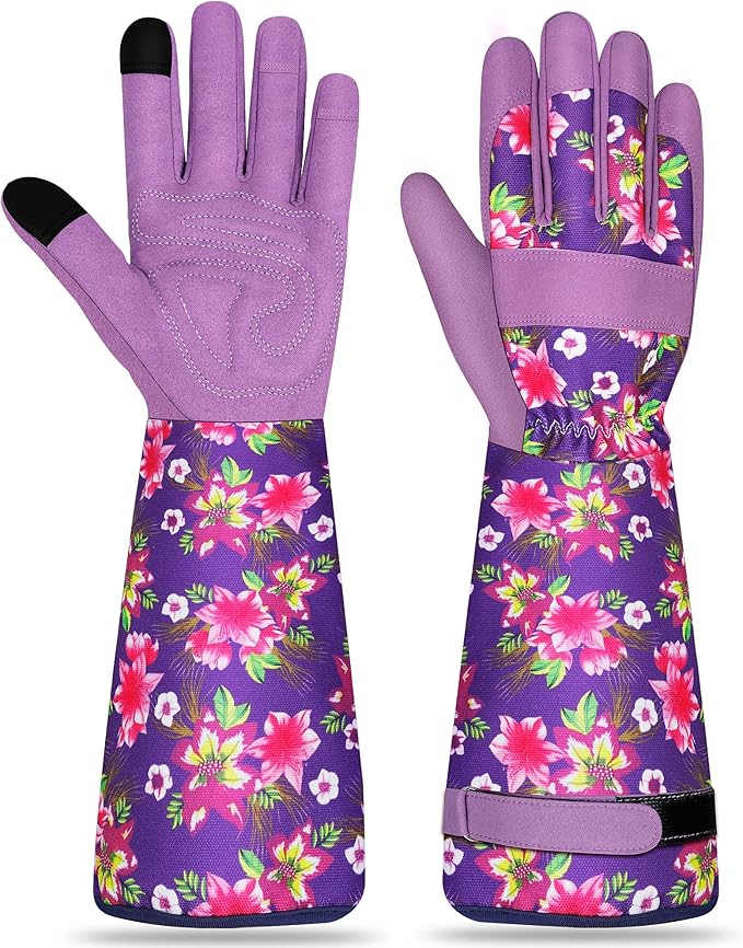 Leather Long Gardening Gloves for Women Thorn Proof Garden Gloves Yard Working Gloves