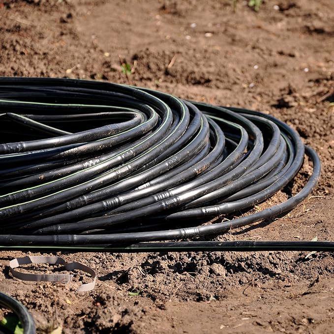 (50' ft Roll) - USA Made - 1/4-Inch x Irrigation/Hydroponics Dripline with 6-Inch Emitter Spacing (Brown) (50' Foot Roll)