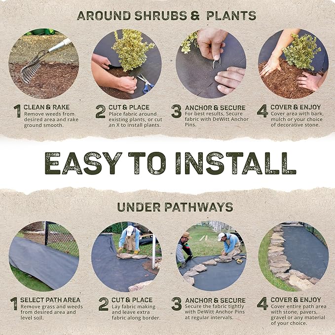 Dewitt Sunbelt Weed Barrier Fabric 3.2 oz, 6 x 200 Feet – Heavy-Duty Ground Cover Mat for Greenhouse Floors, Garden Rows, Raised Beds, Yard Gardening, and Outdoor Landscape Protection