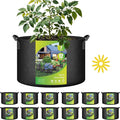 HealSmart 7 Gallon 12 Pack Nonwoven Grow Bags, Aeration Fabric Pots with Handles, Heavy Duty Garden Grow Pots for Tomato Vegetables Flowers, 12 Plant Labels, Black