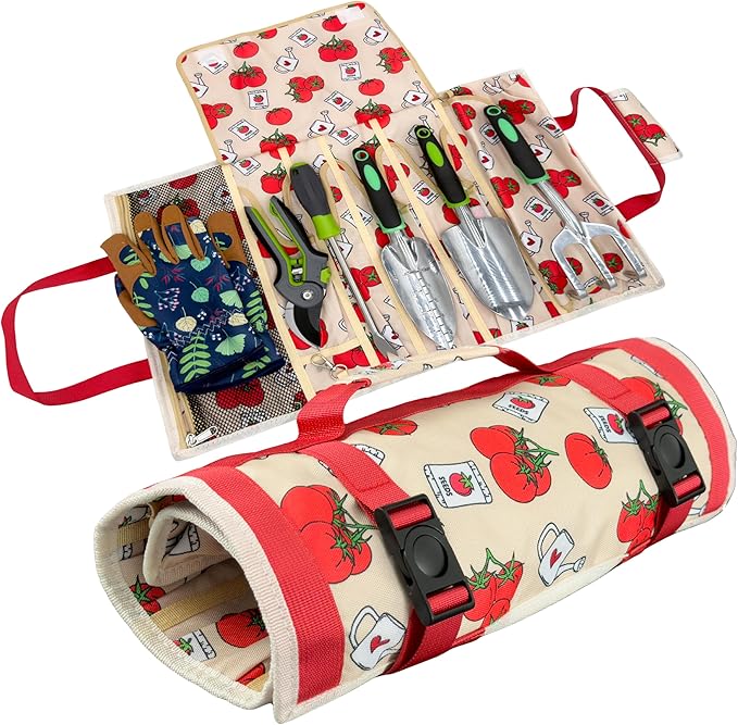 Garden Tool Bag - Roll-Up Garden Tool Holder with Deep Pockets | 900D Polyester Heavy Duty Gardening Tote | Compact Washable Organizer for Tools, Seeds, and Essentials (Tools Not Included)