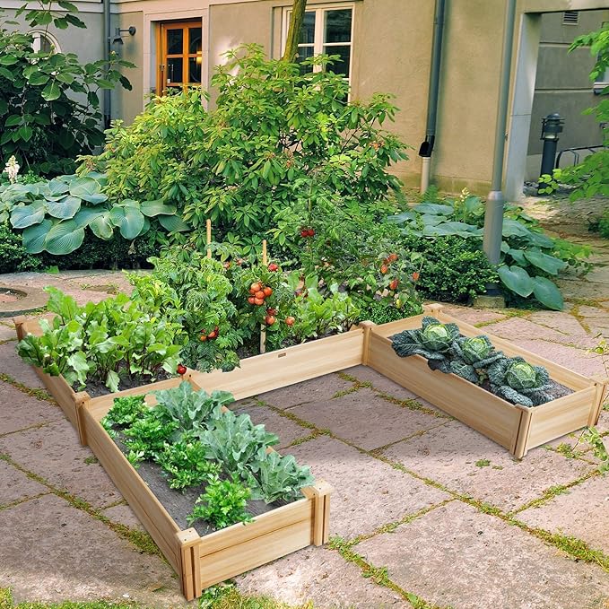 COSTWAY Garden Bed, Wooden Planter Box Stand with Large Planting Space for Vegetables, Fruit, Herbs, Flower, Garden Planting Bed for Backyard, Patio, Balcony