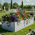 YITAHOME 6x3x2 ft Galvanized Raised Garden Bed Kit, Large Metal Planter Box with Gloves & Support Rod, Outdoor Flower Bed for Plants Vegetables, Silver