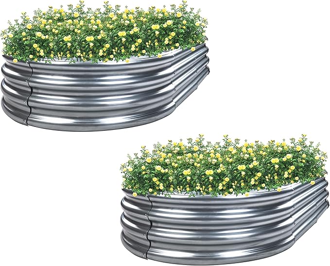 Elevon 2PCs Galvanized Raised Garden Bed Kit Galvanized Planter Raised Garden Boxes, 6x3x1ft
