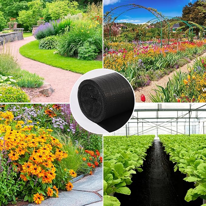 3.2oz Weed Barrier Landscape Fabric Heavy Duty, 3.3ft x 15ft Premium Garden Landscaping Fabric, Ground Cover Weed Control Fabric Outdoor Weed Mat Garden Lawn Fabric