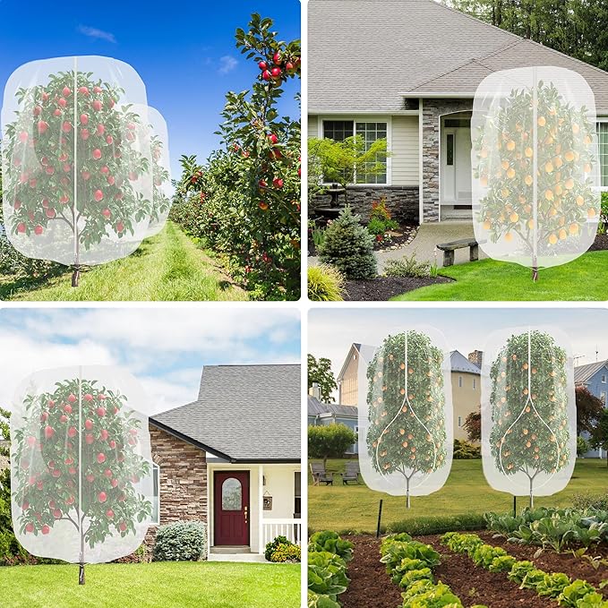 3pcs Garden Fruit Tree Netting with Zipper and Drawstring,5.91*7.22 Ft Bird Insect Mesh Net Cover for Garden Fruit Trees,Blueberry Tomato Strawberry and Plants Protection from Insect Squirrels Birds