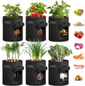 iPower 6 Pack 10 Gallon Potato Grow Bags with Flap, Garden Planting Pot with Durable Handle and Harvest Window, Thickened Nonwoven Fabric Container for Potato, Tomato, Vegetable, Carrot and Fruits