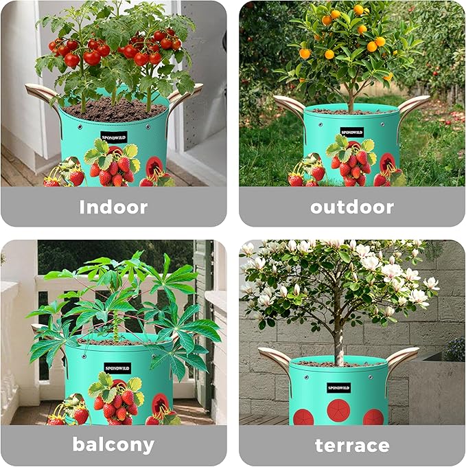 7 Pack 10 Gallon Grow Bags Heavy Duty 180G Thickened PE Plant Pots with 8 Breathable Holes Design