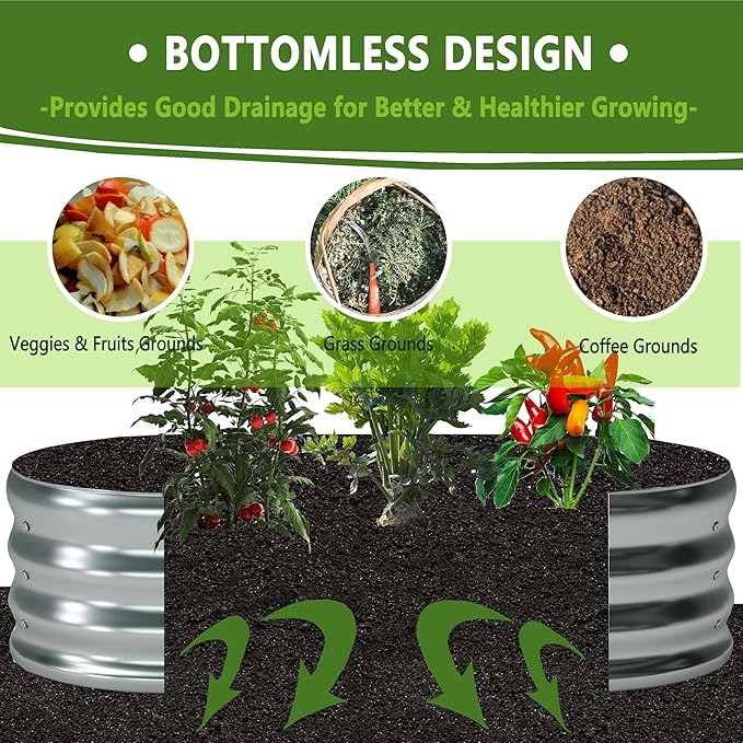 6x3x1ft(2 Pack) Galvanized Oval Raised Garden Bed,Outdoor Planter Box Metal Patio Kit Planting Bed for Vegetables Flowers Herb,Silver