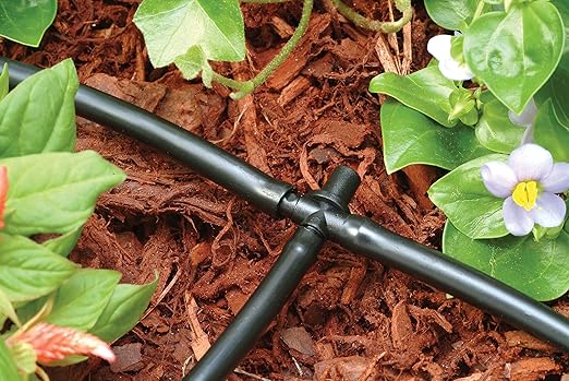 Rain Bird POTTEDKIT Drip Irrigation Container/Potted Plant Watering Kit, Connects to Faucet/Garden Hose, 1/4" Drip Tubing, 360° Micro Bubblers, T-Fittings and Pressure Regulator