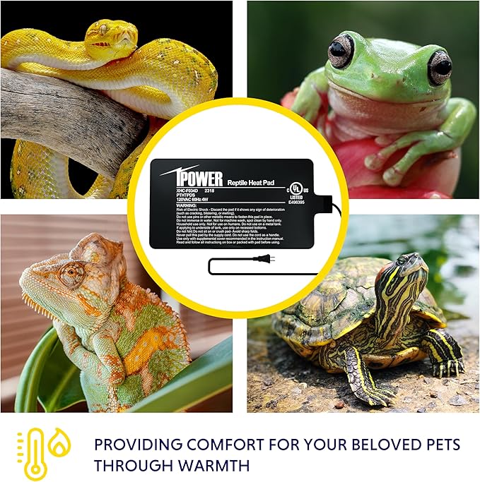 iPower 4X7 Inch Reptile Heating Pad and Digital Heat Mat Thermostat, Terrarium Heat Mat for Amphibious Pets