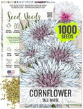 Seed Needs Cornflower Seeds for Planting Tall White Bachelor's Button Wildflowers - Heirloom & Open Pollinated Flowers to Plant and Grow an Outdoor Home Grown Butterfly Garden (1 Pack)