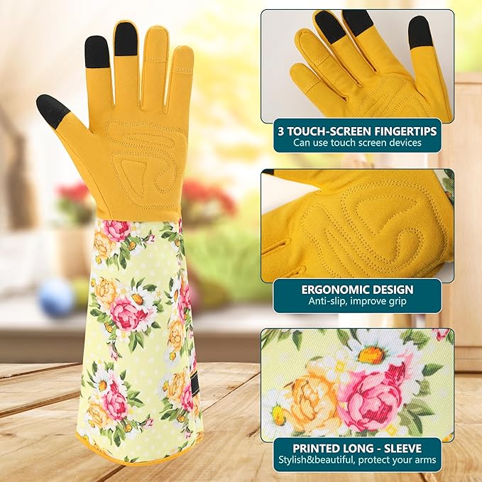 Gardening Gloves for Women Long Sleeve Garden Gloves Ladies Light Protective Gloves for Yard & Outdoor Work