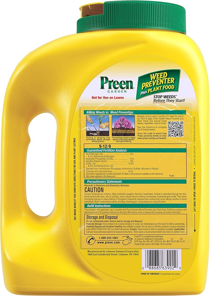 Preen Garden Weed Preventer Plus Plant Food - 5.625 lb. Bottle - Covers 900 sq. ft.