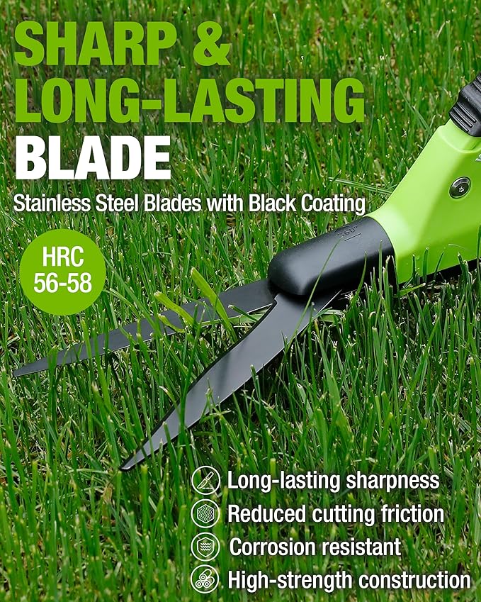 WORKPRO Grass Shears Handheld, Ultra-Sharp Grass Clippers with 360 Degree Swivel Blades, Manual Grass Cutter with TPR Coated Handle, 15 Inch Garden Shears, Gardening Scissors for Precise Lawn Trimming