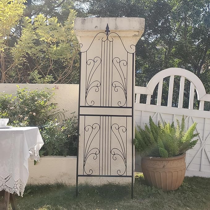 1 Pack 70.8" H x 24.5" W Garden Trellis for Climbing Plants Outdoor, Metal Trellises Decorative Garden Flower Trellis for Vines Plant Rose, Vegetable Support, Black