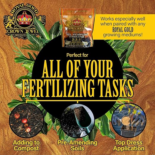 Royal Gold Crown Jewels Organic All Purpose 5-5-5 Dry Soluble Fertilizer, 40 lbs - Excellent for Pre-Amending Soils, Top-Dress Applications, in Composts and Nutrient Teas