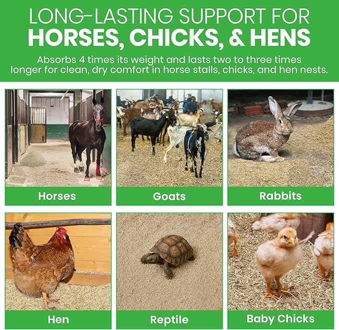 Hemp Animal Bedding 25 Lbs = 127 Liters of Natural Ground Hurds - Super Absorbent- DUST Free- for Your Horse, Chicken, Rabbit, Reptile, Hamster, Cage Coop or CAT Litter - USA Grown - Carbon Negative