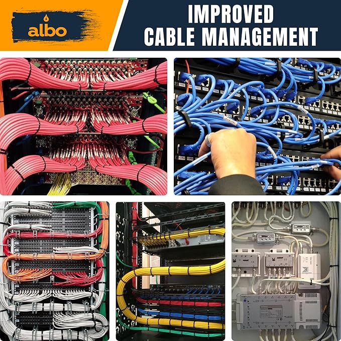 ALBO Zip Ties Black 6 Inch 1000 Pack 40 lb, Long Plastic Cable Ties Thick 0.14 Inch Tie Wraps Heavy Duty UV Resistant Nylon Wire Ties for Indoor and Outdoor