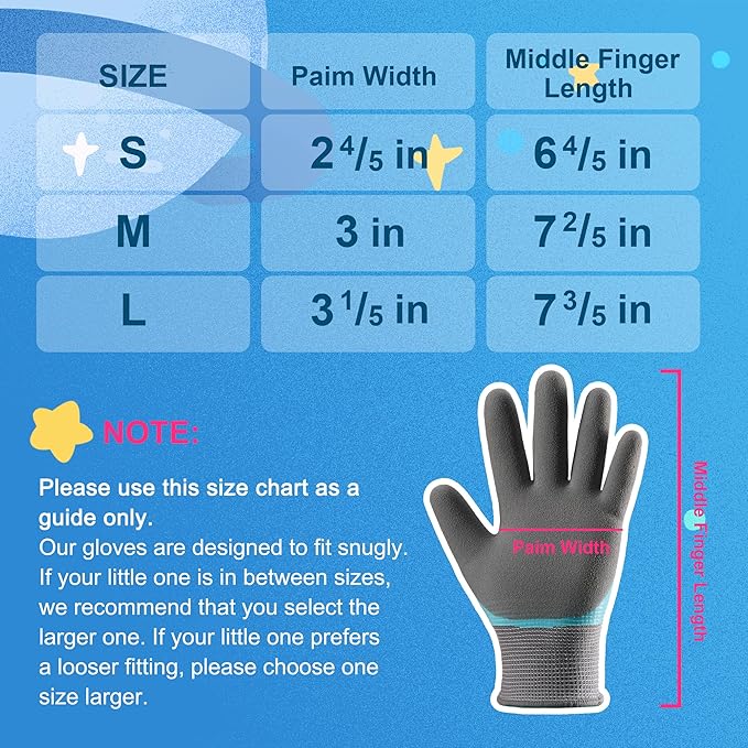 COOLJOB 2 Pairs Waterproof Kids Gardening Gloves for Age 5-7, Non-slip Double-layer Rubber Coating,Children Grippy Breathable Toddler Garden Work Gloves, Blue & Yellow, Medium